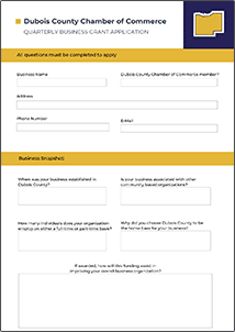 Dubois County Chamber of Commerce Quarterly Business Grant Application